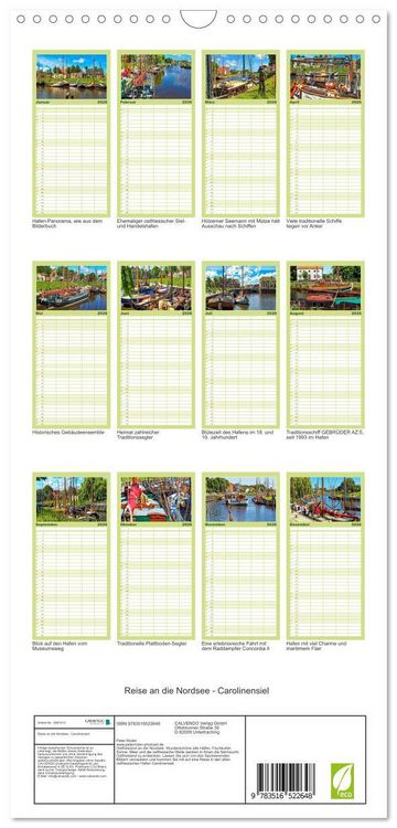 Produktbild: Familienplaner 2026 - Reise an die Nordsee - Carolinensiel mit 5 Spalten (Wandkalender, 21 x 45 cm) CALVENDO