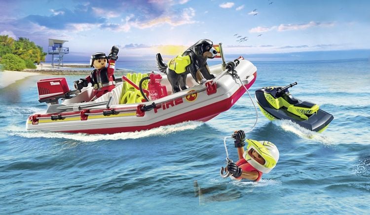 PLAYMOBIL 71464 - Action Heroes - Feuerwehrboot mit Aqua Scooter