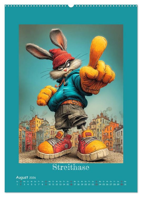 Produktbild: Urban Rabbits. Coole Stadthasen mit Charakter (hochwertiger Premium Wandkalender 2026 DIN A2 hoch), Kunstdruck in Hochglanz
