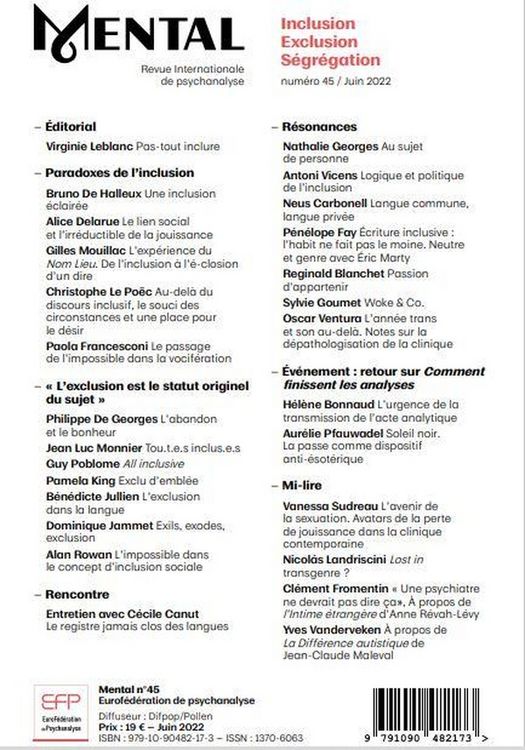 Produktbild: Revue Mental ; Inclusion, Exclusions, Segregation