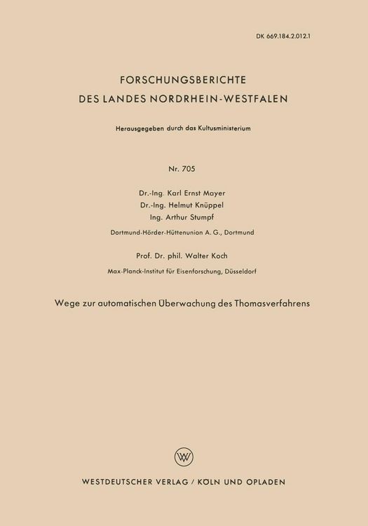 Produktbild: Wege zur automatischen &Uuml;berwachung des Thomasverfahrens