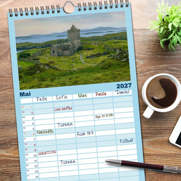Produktbild: Familienplaner 2027 - Lewis und Harris, die ungez&auml;hmten &Auml;u&szlig;eren Hebriden. mit 5 Spalten (Wandkalender, 21 x 45 cm) CALVENDO