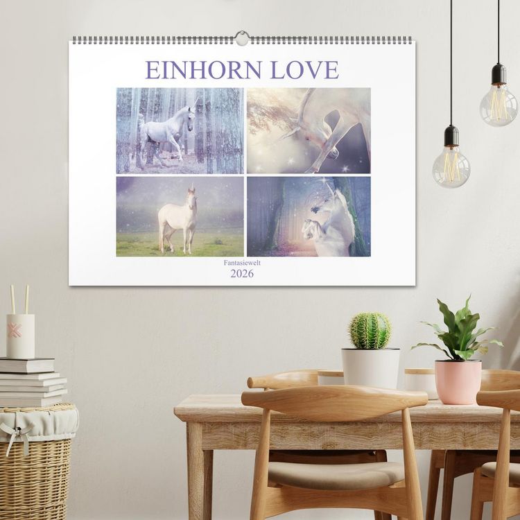 Produktbild: Einhorn Love - Fantasiewelt (Wandkalender 2026 DIN A2 quer), CALVENDO Monatskalender