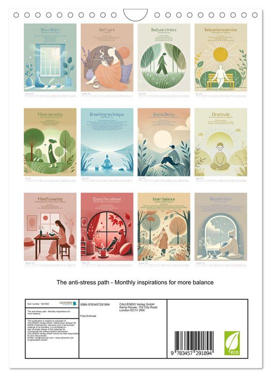 Produktbild: The anti-stress path - Monthly inspirations for more balance (Wall Calendar 2026 DIN A4 portrait), CALVENDO 12 Month Wall Calendar