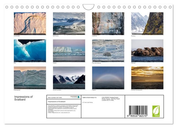 Produktbild: Impressions of Svalbard (Wall Calendar 2026 DIN A4 landscape), CALVENDO 12 Month Wall Calendar
