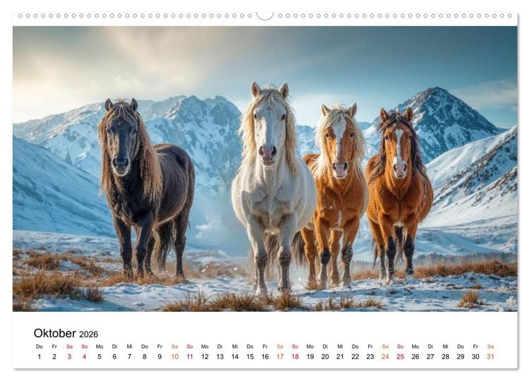 Produktbild: Islandpferde - Freiheit im Blick (hochwertiger Premium Wandkalender 2026 DIN A2 quer), Kunstdruck in Hochglanz