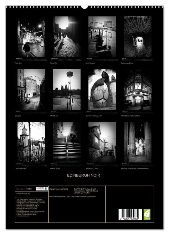 Produktbild: EDINBURGH NOIR (High Quality Premium Wall Calendar 2026 DIN A2 portrait),CALVENDO 12 Month Wall Calendar