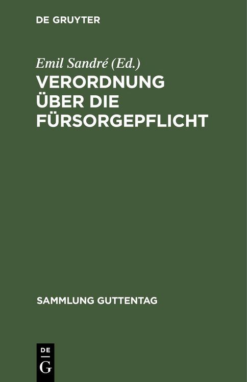 Produktbild: Verordnung &uuml;ber die F&uuml;rsorgepflicht