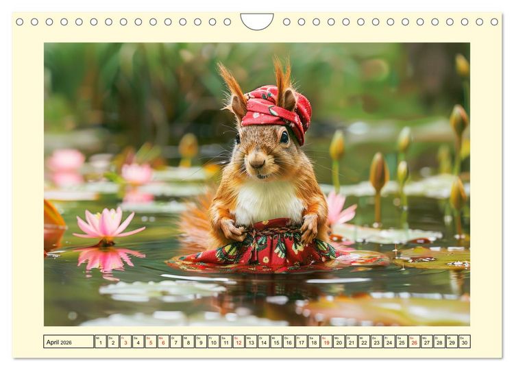 Produktbild: H&ouml;rnchen-Mode in der Natur. Niedliche Eichh&ouml;rnchen auf trendiger Mission (Wandkalender 2026 DIN A4 quer), CALVENDO Monatskalender