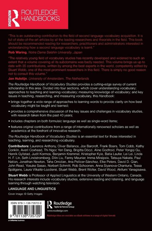 Produktbild: The Routledge Handbook of Vocabulary Studies
