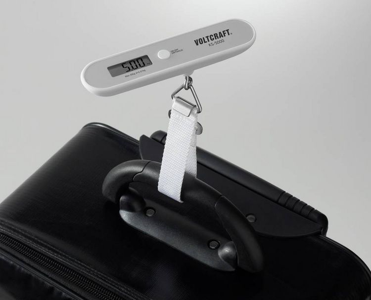 Produktbild: VOLTCRAFT KS-5000 Kofferwaage KS-5000 W&auml;gebereich (max.) 50 kg Ablesbarkeit 10 g batteriebetrieben Grau