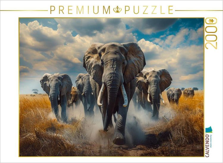 Produktbild: CALVENDO Puzzle Elefantenherde | 2000 Teile Lege-Gr&ouml;&szlig;e 90x67cm Foto-Puzzle f&uuml;r gl&uuml;ckliche Stunden