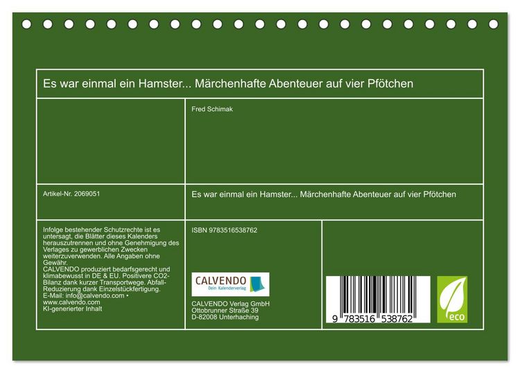 Produktbild: Es war einmal ein Hamster... M&auml;rchenhafte Abenteuer auf vier Pf&ouml;tchen (Tischkalender 2026 DIN A5 quer), CALVENDO Monatskalender