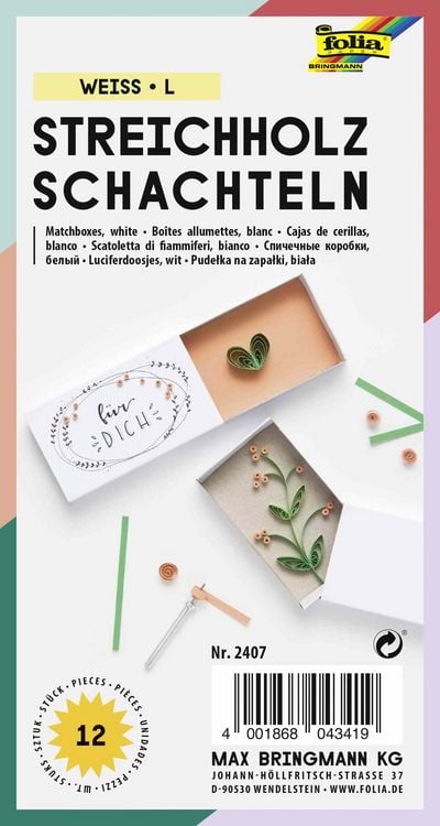 Produktbild: Folia  Streichholzschachteln WEISS, Size L, 12 St&uuml;ck