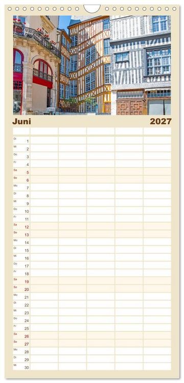 Produktbild: Familienplaner 2027 - Normandie - Frankreichs wundersch&ouml;ner Norden mit 5 Spalten (Wandkalender, 21 x 45 cm) CALVENDO