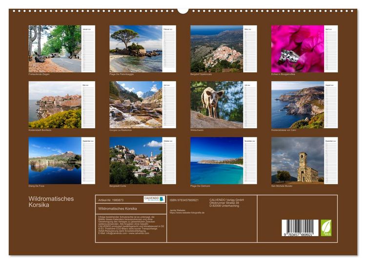 Produktbild: Wildromatisches Korsika (hochwertiger Premium Wandkalender 2026 DIN A2 quer), Kunstdruck in Hochglanz