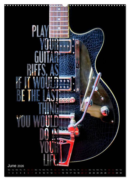 Produktbild: Rock Guitar Beauties (High Quality Premium Wall Calendar 2026 DIN A2 portrait),CALVENDO 12 Month Wall Calendar