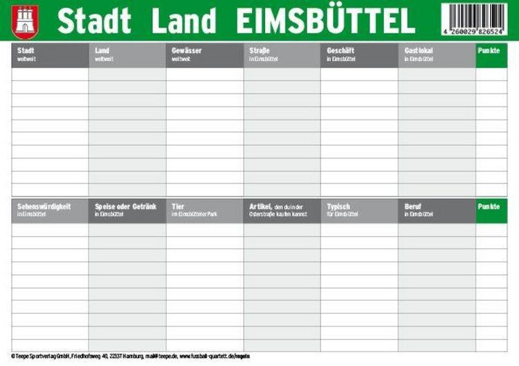 Produktbild: Hamburg: Stadt Land Eimsb&uuml;ttel