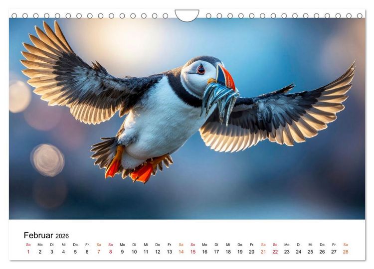 Produktbild: Papageitaucher - Freche Komiker auf Fels und Welle (Wandkalender 2026 DIN A4 quer), CALVENDO Monatskalender