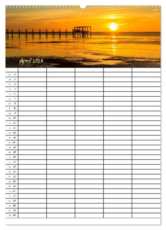 Produktbild: Idyllisches Florida / Familienplaner (Wandkalender 2026 DIN A2 hoch), CALVENDO Monatskalender