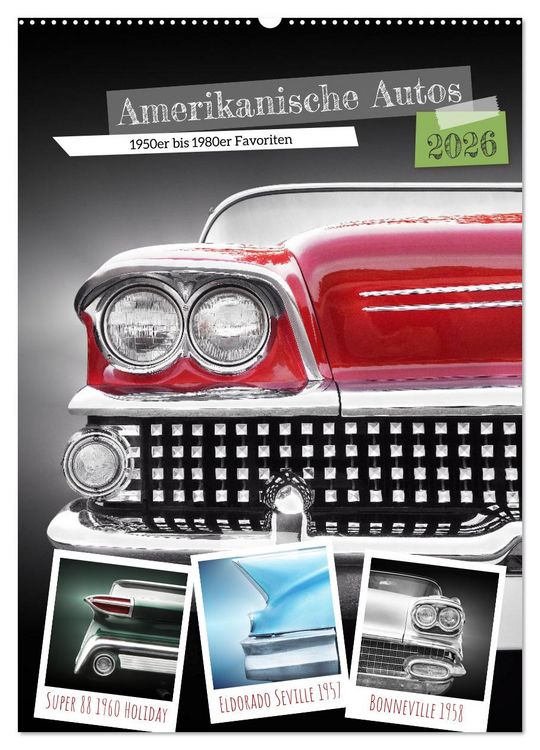 Produktbild: Amerikanische Autos 1950er bis 1980er Favoriten (Wandkalender 2026 DIN A2 hoch), CALVENDO Monatskalender