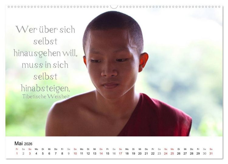 Produktbild: Reisefreu(n)de: Leben in Harmonie - buddhistische Zitate (Wandkalender 2026 DIN A2 quer), CALVENDO Monatskalender