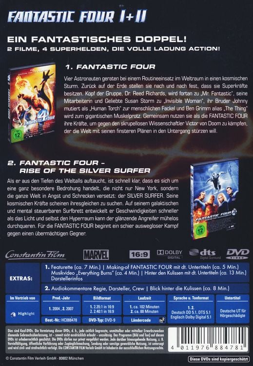 Produktbild: Fantastic Four Teil 1 + 2 [2 DVDs] - Limited Edition