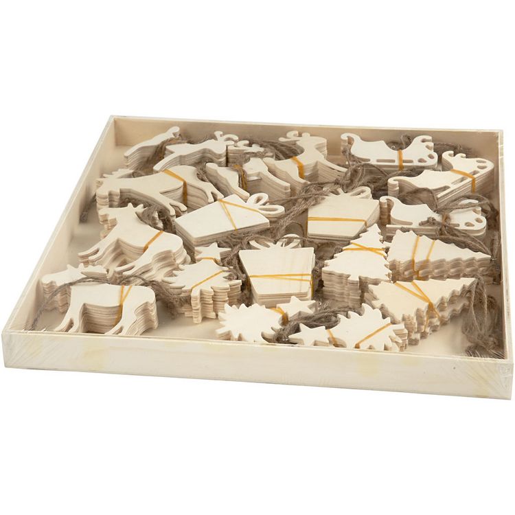 Produktbild: Creativ Company Weihnachtsaufh&auml;nger, Gr&ouml;&szlig;e 7-9 cm, Dicke 4 mm, aus Holz, natur, 90 Stk