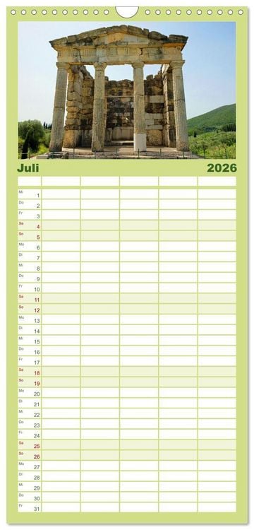 Produktbild: Familienplaner 2026 - Wundersch&ouml;ne Highlights der griechischen Antike mit 5 Spalten (Wandkalender, 21 x 45 cm) CALVENDO