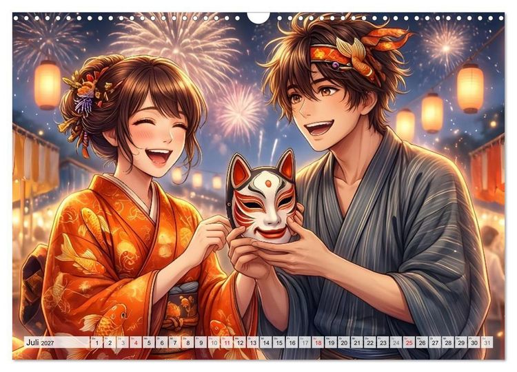 Produktbild: Meiji Mondkalender (Wandkalender 2027 DIN A3 quer), CALVENDO Monatskalender