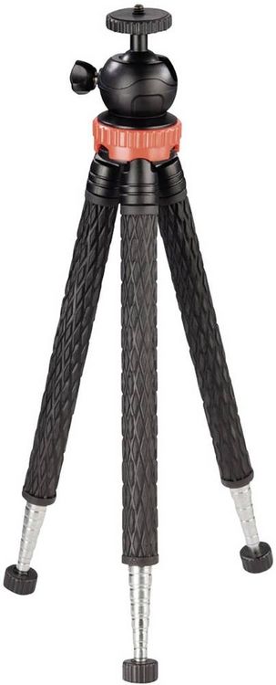 Produktbild: Hama Traveller Pro Dreibeinstativ 1/4 Zoll Arbeitsh&ouml;he=23 - 105 cm Schwarz, Silber, Rot F&uuml;r Smartphones und GoPro