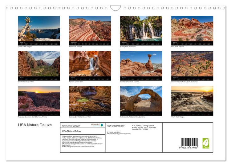 Produktbild: USA Nature Deluxe (Wall Calendar 2026 DIN A3 landscape), CALVENDO 12 Month Wall Calendar