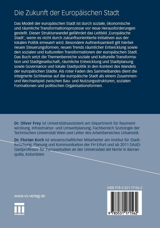 Produktbild: Die Zukunft der Europ&auml;ischen Stadt