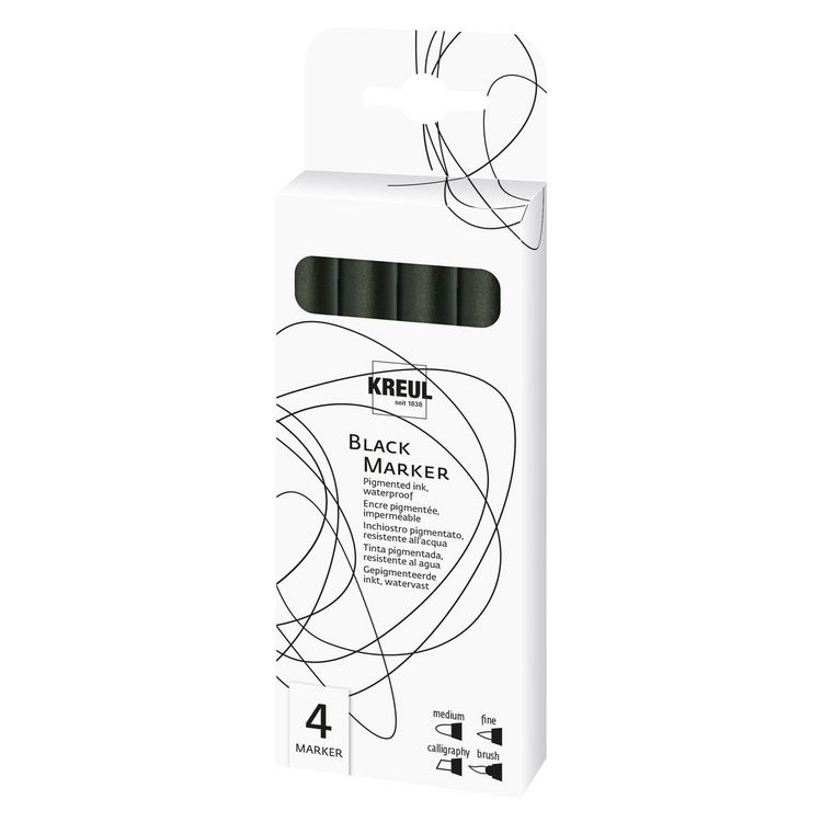Produktbild: KREUL Black Marker schwarz 4 St&uuml;ck Kartonetui