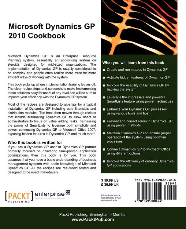 Produktbild: Microsoft Dynamics GP 2010 Cookbook