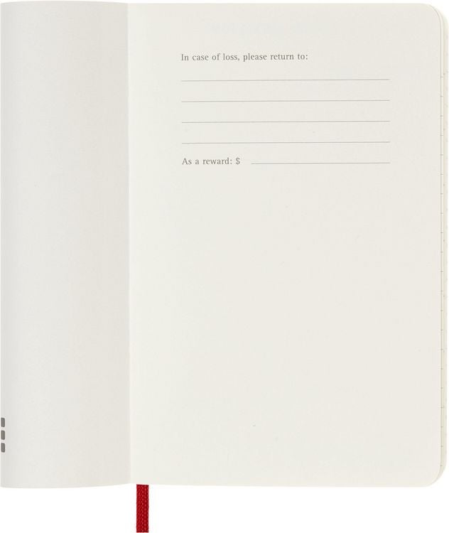 Produktbild: Moleskine 12 Monate Wochen Notizkalender 2027, Pocket/A6, 1 Wo = 1 Seite, rechts linierte Seite, Weicher Einband, Scharlachrot