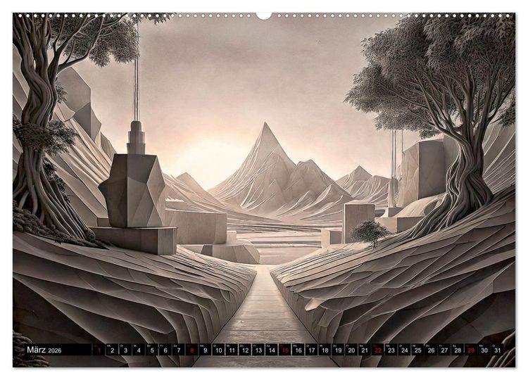 Produktbild: Offene R&auml;ume, minimalistisch und abstrakt (Wandkalender 2026 DIN A2 quer), CALVENDO Monatskalender