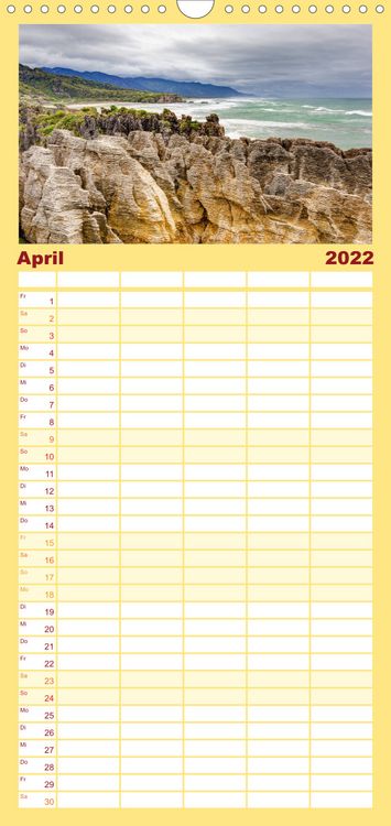 Produktbild: Familienplaner Neuseeland - Attraktiver S&uuml;den (Wandkalender 2022 , 21 cm x 45 cm, hoch)