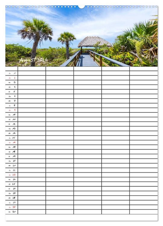 Produktbild: Idyllisches Florida / Familienplaner (Wandkalender 2026 DIN A2 hoch), CALVENDO Monatskalender