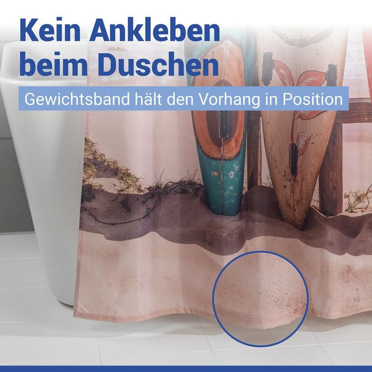 Produktbild: Duschvorhang Mod. Louros, 180 x 200 cm, 100 % Polyester aus recyceltem PET