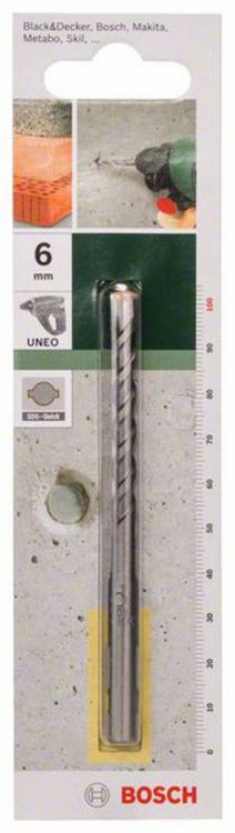 Produktbild: Bosch Accessories 2609256903 Beton-Spiralbohrer 6 mm Gesamtl&auml;nge 100 mm SDS-Quick 1 St.