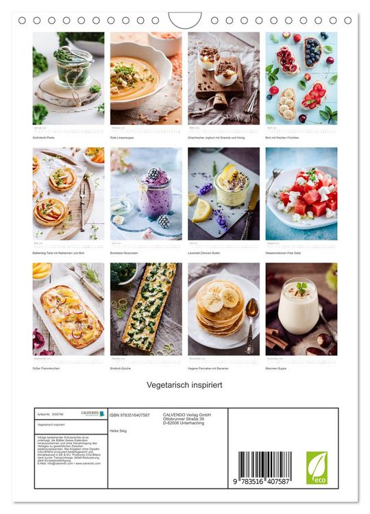 Produktbild: Vegetarisch inspiriert (Wandkalender 2026 DIN A4 hoch), CALVENDO Monatskalender