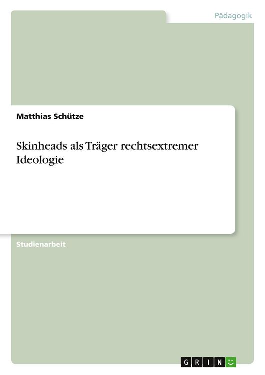 Produktbild: Skinheads als Tr&auml;ger rechtsextremer Ideologie