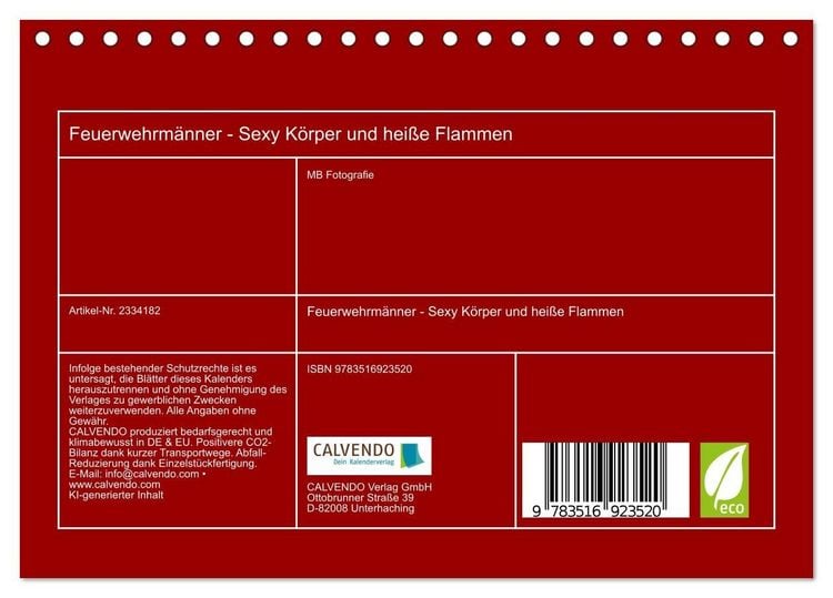 Produktbild: Feuerwehrm&auml;nner - Sexy K&ouml;rper und hei&szlig;e Flammen (Tischkalender 2027 DIN A5 quer), CALVENDO Monatskalender