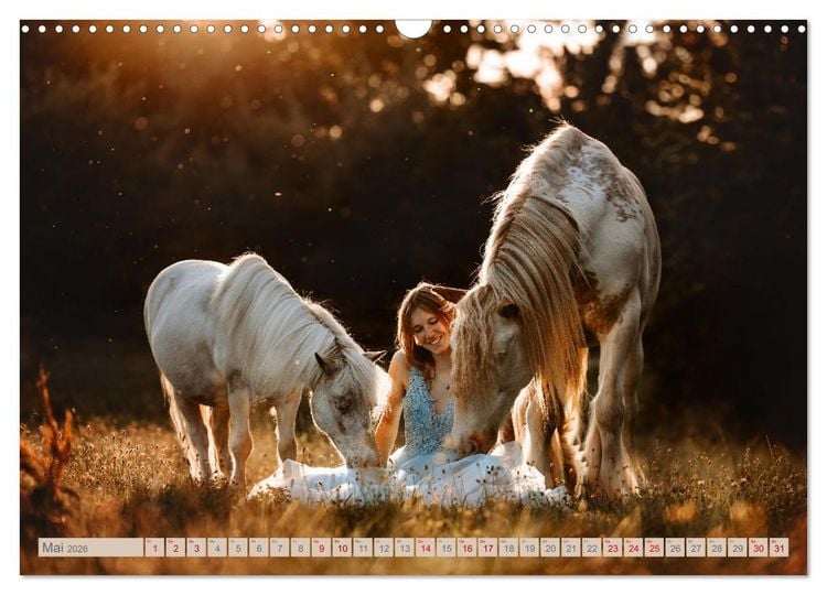 Produktbild: Seelengl&uuml;ck Kalender - Pferde - Charakter, St&auml;rke, Weisheit (Wandkalender 2026 DIN A3 quer), CALVENDO Monatskalender