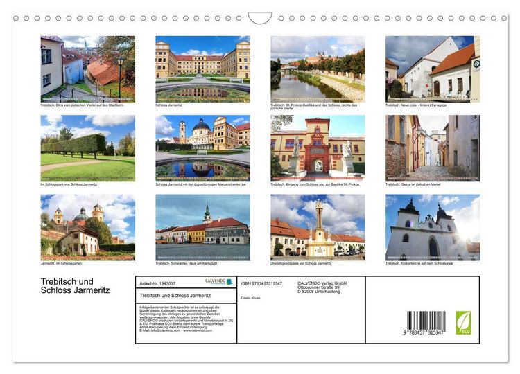 Produktbild: Trebitsch und Schloss Jarmeritz (Wandkalender 2026 DIN A3 quer), CALVENDO Monatskalender