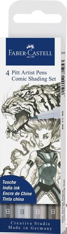 Produktbild: Faber-Castell Tuschestifte Pitt Artist Pens Comic Shading, 4er Etui