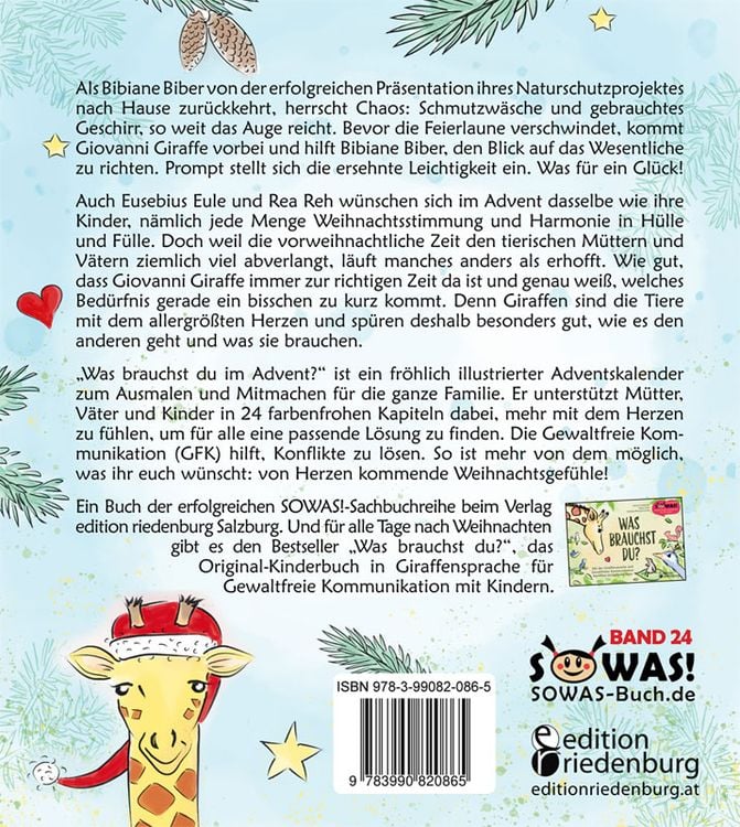 Produktbild: Was brauchst du im Advent? Der Familien-Adventskalender in Giraffensprache für Gewaltfreie Kommunikation mit Kindern und Eltern