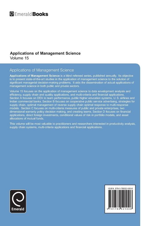 Produktbild: Applications of Management Science