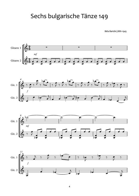 Produktbild: B&eacute;la Bart&oacute;k f&uuml;r Gitarren-Duo